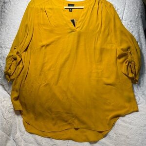 NWT Women's Worthington 3X Mustard Yellow Blouse
